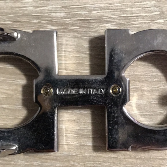 Pre owned Men's Salvatore Ferragamo Black Silver Tone Buckle Only Length 5" - Picture 3 of 3